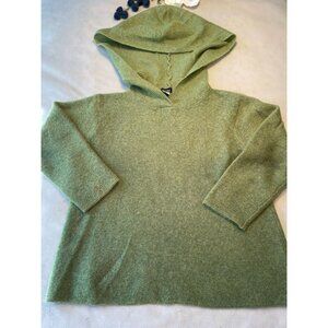 Eileen Fisher Green Mohair Blend Hooded Sweater Womens Size S